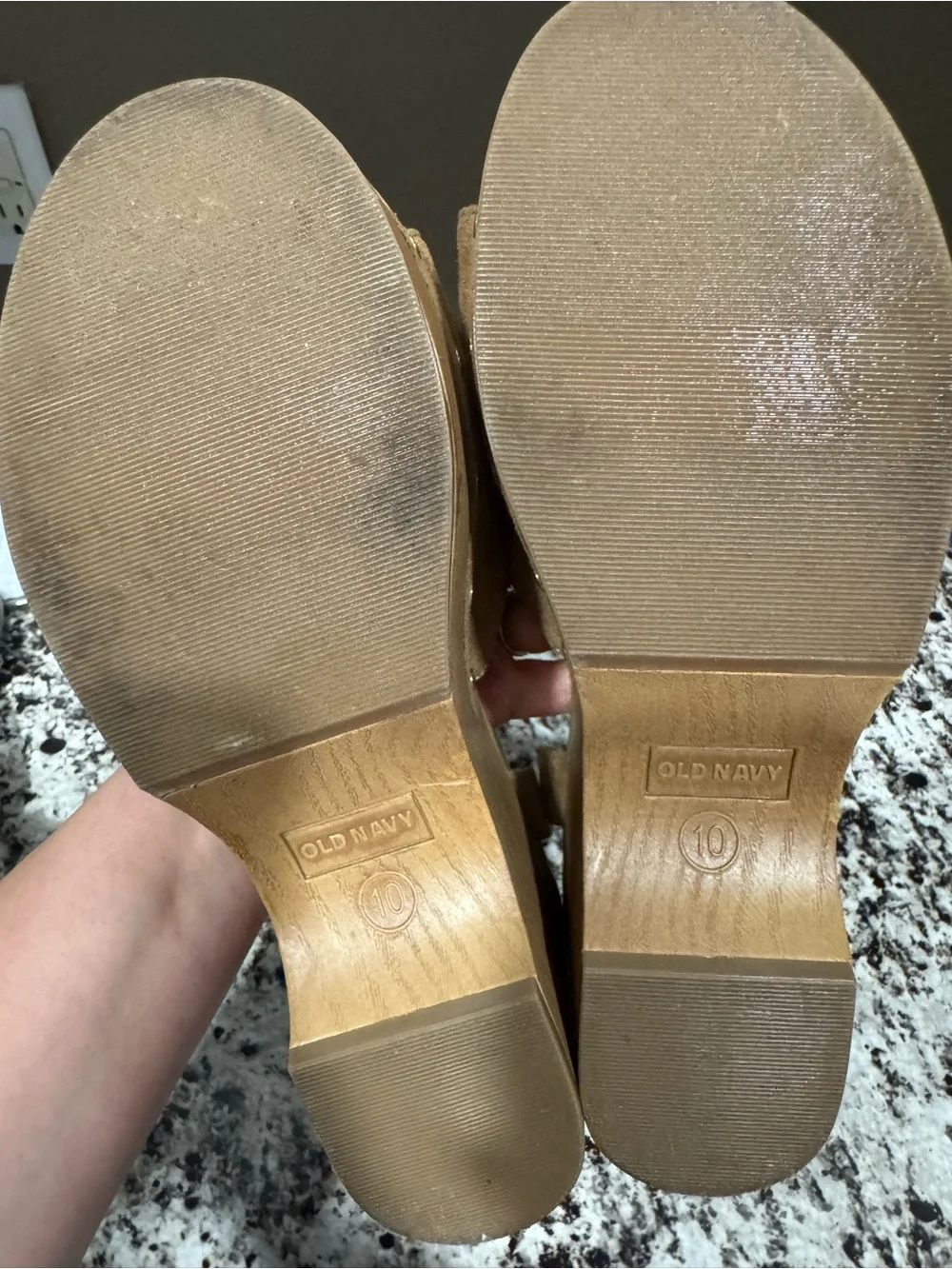 Tan platform wedge sandals